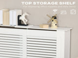 Set of 2 MDF Extendable Radiator Cover with Cabinet Shelving, Home Office Slatted Design, White T3398P378793