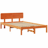 Bed Frame with Headboard Wax Brown 120 x 190 cm Solid Pine Wood 872118