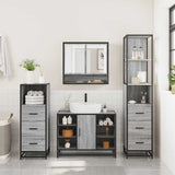 ZNTS 4 Piece Bathroom Furniture Set Grey Sonoma Engineered Wood 3301303