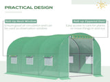 Walk-in Polytunnel Greenhouse, Outdoor Garden Tunnel Greenhouse Tent with Zipped Roll-Up Door and 6 T3398P314183