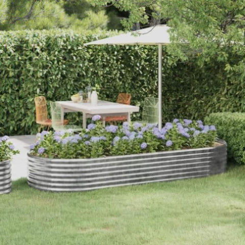 Garden Raised Bed Galvanised Steel 249x100x36 cm Silver 318997