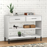 Console Cabinet with Metal Legs White Solid Wood Pine "OSLO 351005