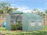 2.45 x 2m Polytunnel Greenhouse, Walk-in Greenhouse with Large Roll-Up Door & Windows, Plastic T3398P313589