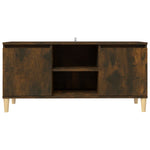 TV Cabinet with Solid Wood Legs Smoked Oak 103.5x35x50 cm 813158
