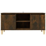 TV Cabinet with Solid Wood Legs Smoked Oak 103.5x35x50 cm 813158