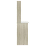 Desk with Shelf White and Sonoma Oak 110x45x157 cm Engineered Wood 800392