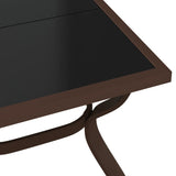 Garden Table Brown and Black 140x70x70 cm Steel and Glass 318772