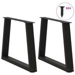 ZNTS Dining Table Legs V-Shape 2 pcs Black 70x cm Steel 4012556