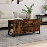 Coffee Table Smoked Oak 102x44.5x50 cm Engineered Wood 831009
