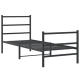 Metal Bed Frame without Mattress with Footboard Black 75x190cm 355373