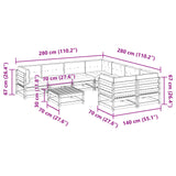 9 Piece Garden Sofa Set with Cushions Wax Brown Solid Wood Pine 3299371