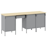 Work Cabinet with Drawer 4 pcs Black Engineered Wood and Steel 3321380