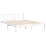 Bed Frame without Mattress White King Size Solid Wood Pine 3193472