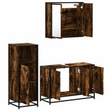 3 Piece Bathroom Furniture Set Smoked Oak Engineered Wood 3300952