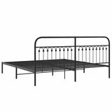 Metal Bed Frame without Mattress with Headboard Black 200x200cm 376607