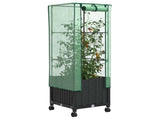 Garden Planter with Greenhouse Cover&Wheels Black PP 3422930