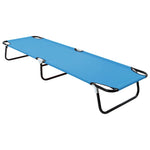 ZNTS Folding Sun Lounger Steel Turquoise Blue 310348