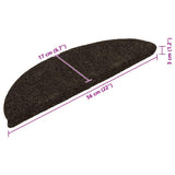 Stair Mats Self-adhesive 15 pcs 56x17x3 cm Dark Brown Half Round 322348
