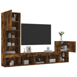 4 Piece TV Wall Units with LED Smoked Oak Engineered Wood 3216665