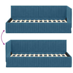 Corner Bed Frame with Headboard Blue 90 x 200 cm Velvet 42016265