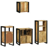 Bathroom Furniture Set with Shelf 4 pcs Brown Solid Mango Wood 3305648