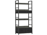 Industrial Style Bookcase, with 4 Shelves and 3 Fabric Drawers - Grey/Black T3398P423871