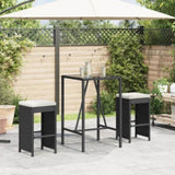 Garden Bar Stools with Cushions 2 pcs Black Poly Rattan 368686
