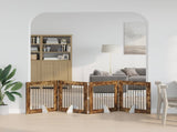 Dog Gate with Stands 4 pcs Smoked Oak 80 x 80 cm 892081