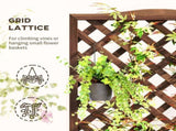 53L Garden Wooden Planter Box with Trellis Free Standing Flower Raised Bed with Lattice for Climbing T3398P325312