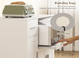 Rolling Kitchen Cart, Microwave Cabinet with Sliding Tray, Drawer, 3-Door Cupboards, Adjustable T3398P555846