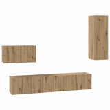 Wall TV Cabinet Wall-mounted 4 pcs Artisan Oak Engineered Wood 3393467