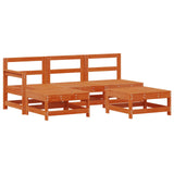Garden Lounge Set 5 pcs Wax Brown Solid Pine Wood 3418132