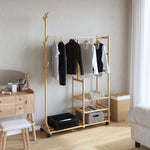 ZNTS Clothes Rack with Shelves and Wheels 100x38x175.5 cm Bamboo 4008919