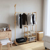 ZNTS Clothes Rack with Shelves and Wheels 100x38x175.5 cm Bamboo 4008919