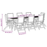 ZNTS 9 Piece Garden Dining Set Solid Wood Acacia and Textilene 3279321