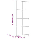 Interior Door White 83x201,5 cm Tempered Glass&Aluminium Slim 153671