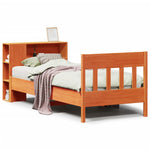 ZNTS Bookcase Bed without Mattress Wax Brown 90x190 cm Single Solid Wood Pine 3323205
