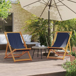 ZNTS Folding Beach Chairs 2 pcs Blue Fabric 3214492