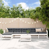 7 Piece Garden Lounge Set White Solid Wood Pine 3186418
