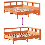 Bookcase Bed without Mattress Wax Brown 150x200 cm King Size Solid Wood Pine 3324420