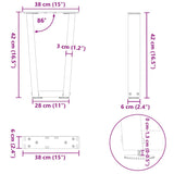 ZNTS Dining Table Legs V-Shape 2 pcs Anthracite 38x cm Steel 4012626