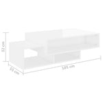 ZNTS Coffee Table High Gloss White 105x55x32 cm Engineered Wood 808528