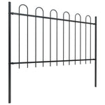 ZNTS Garden Fence with Hoop Top Steel 8.5x1 m Black 277660
