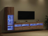 TV Wall Unit with LED 4 pcs Artisan Oak Engineered Wood 3402966