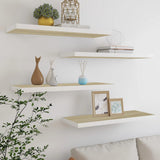 Floating Wall Shelves 4 pcs Oak and White 80x23.5x3.8 cm MDF 326581
