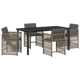 Garden Dining Set 5 pcs Grey Poly Rattan 3380779