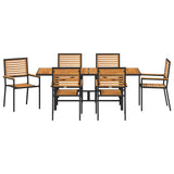 Garden Dining Set 7 pcs Black and Brown Poly Rattan 3365450