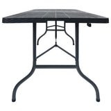 Folding Garden Table Black 180x75x72 cm HDPE Imitation Rattan 48831