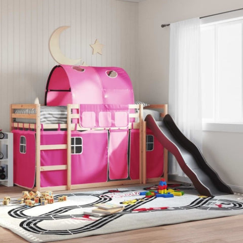 Bunk Bed without Mattress with Slide and Curtains Pink 80x200 cm 3284145