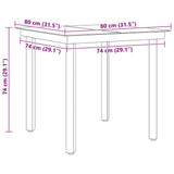 Garden Dining Table Black 80x80x74 cm Steel and Glass 318746